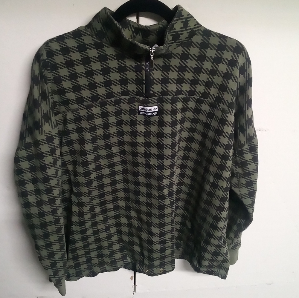 'Adidas' men's houndstooth plaid 1/4 zip sweatshirt